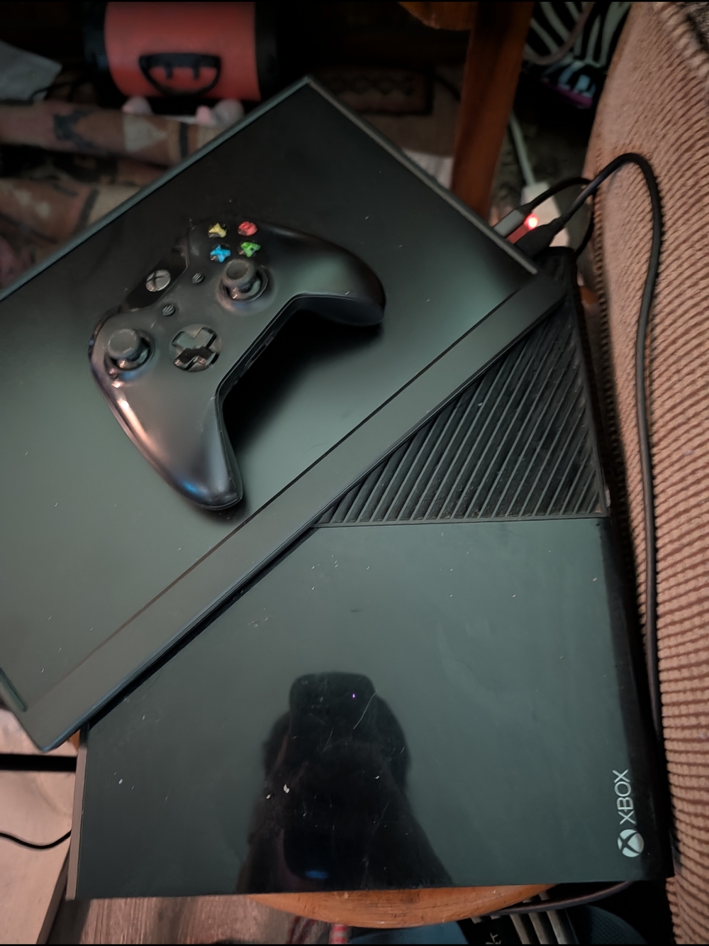 Xbox One Black Console with Wireless Controller And Monitor